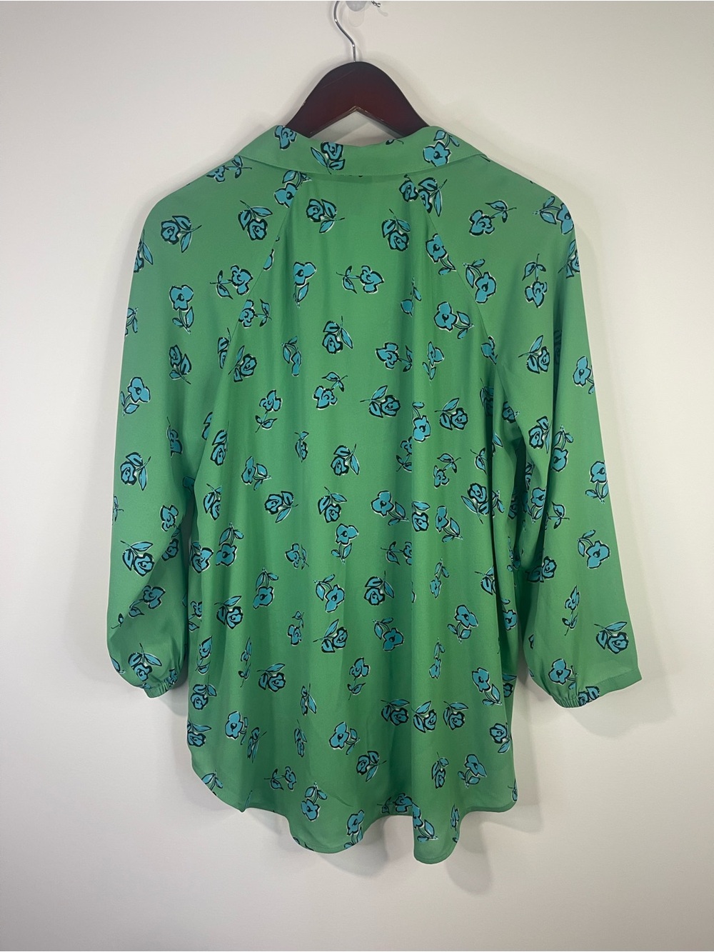 CAbi Green Button-Down Blouse with Blue Floral Print - Picture 8 of 11